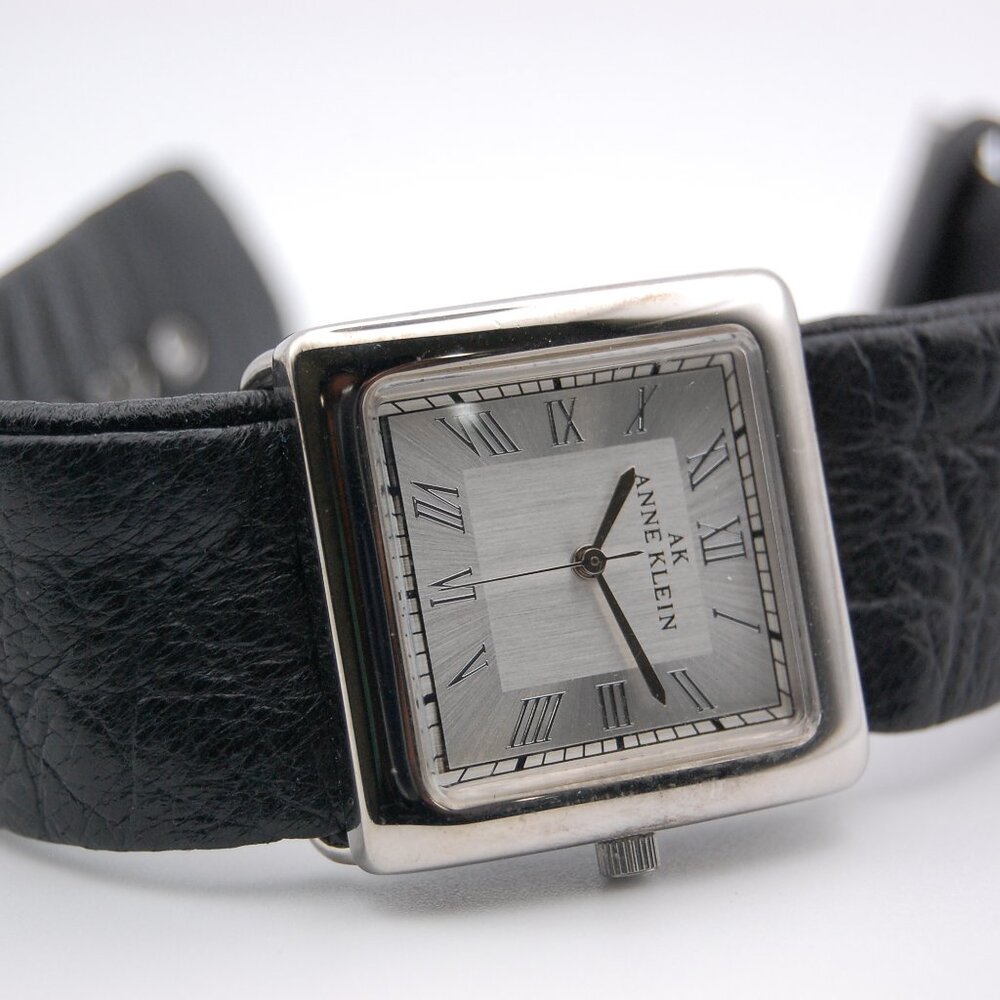 Anne Klein Silver Women's Quartz Watch w/ Black Leather Strap 10/6603 - Picture 4 of 5